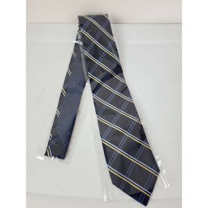 NWOT Tommy Hilfiger Men's Navy Blue Yellow‎ Striped Silk Necktie